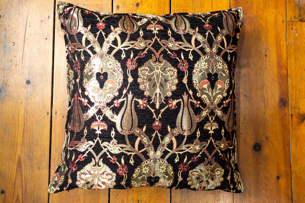 Medium Black Ottoman Turkish Tulip Cushion Cover 68x68cm